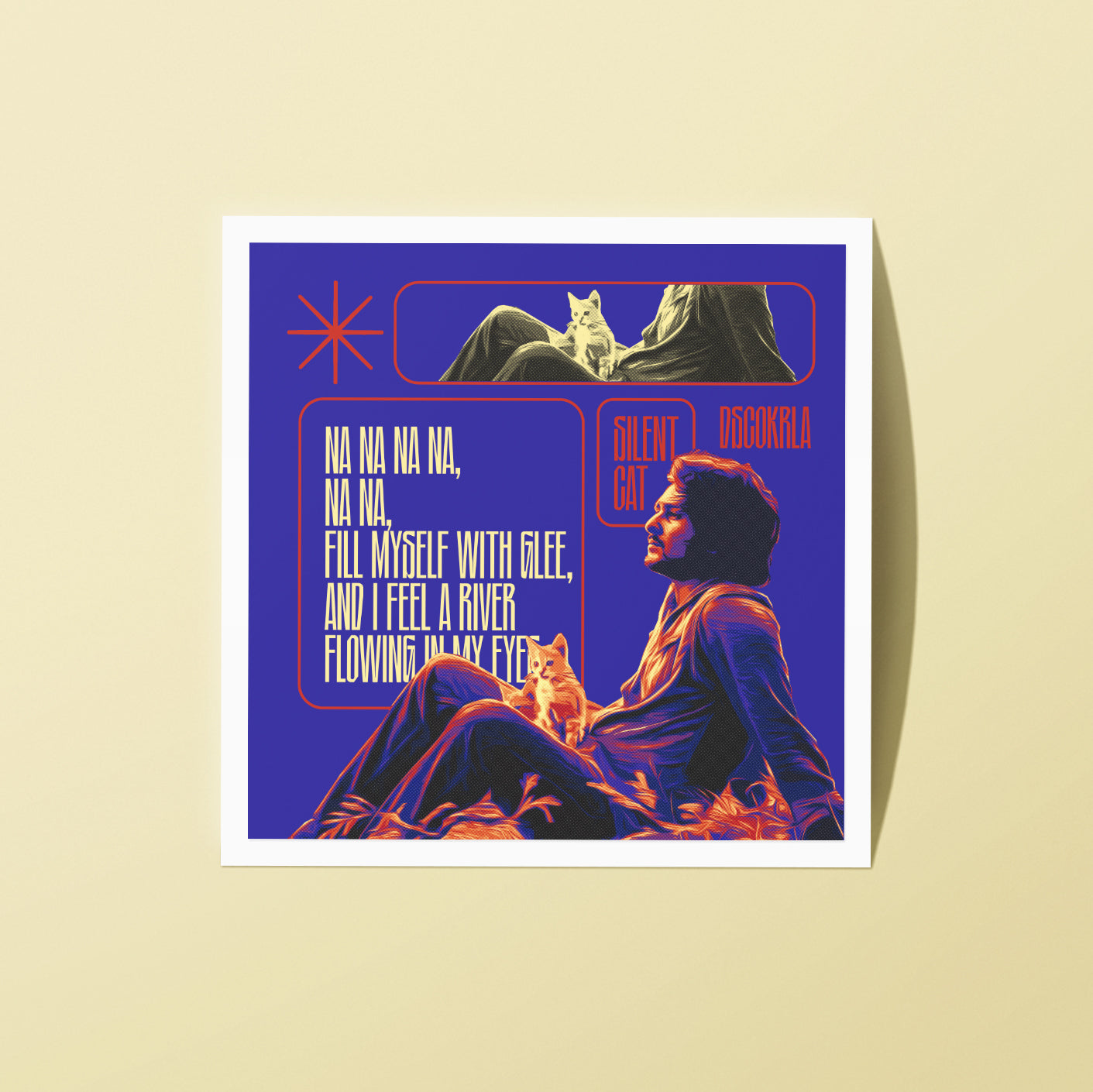 2x2 Inch Sticker / Silent Cat / DiscoKerala