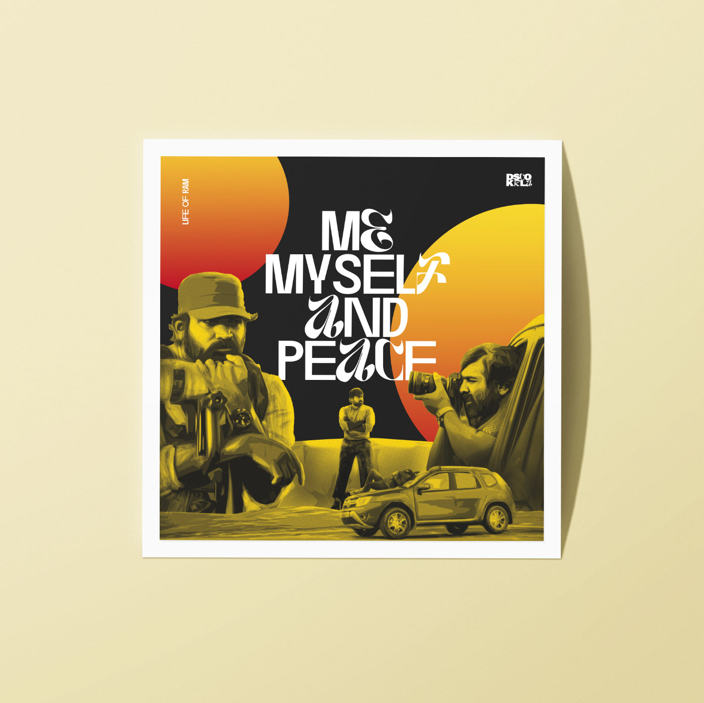 2x2 Inch Sticker / Me Myself and Peace / DiscoKerala