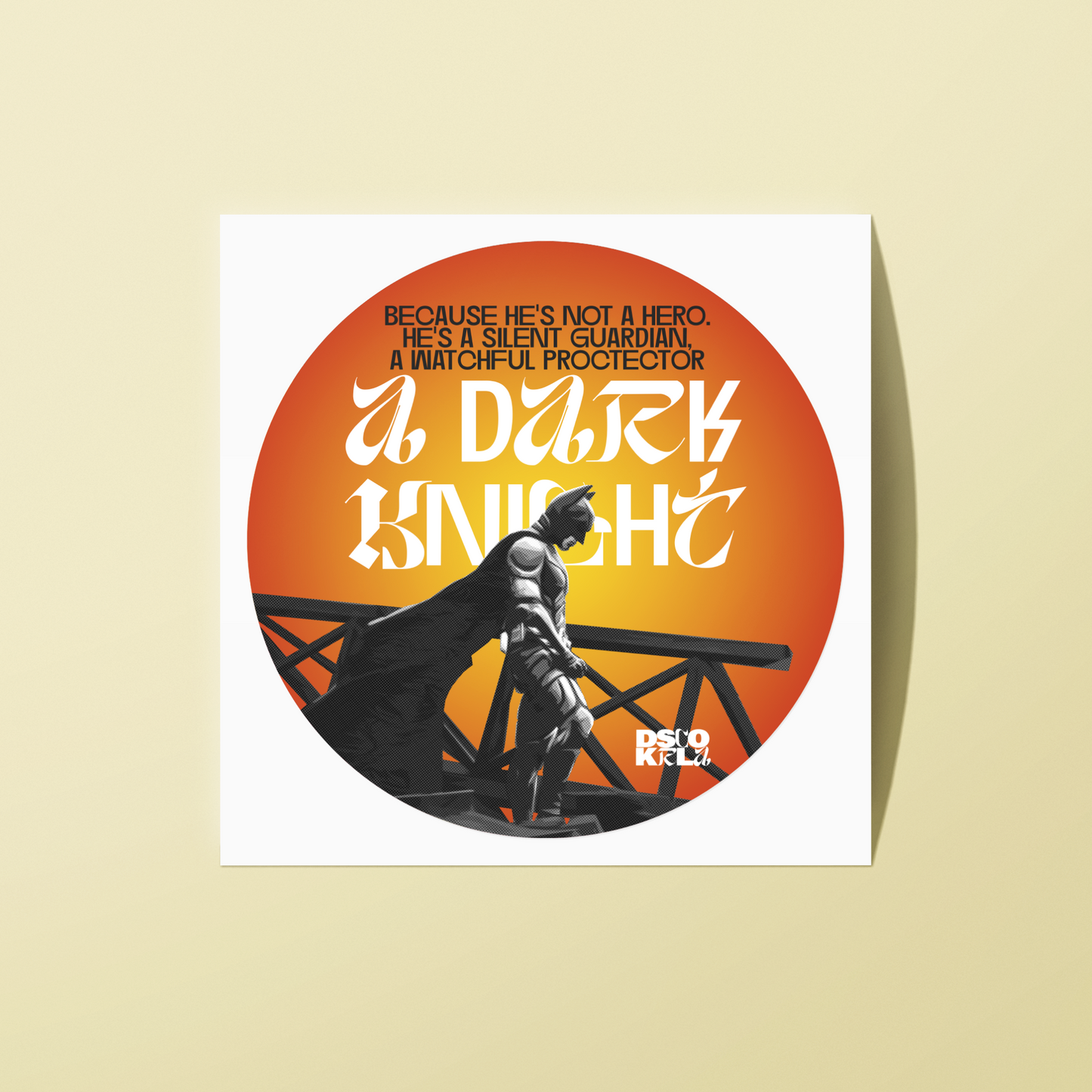 2x2 Inch Sticker / A Dark Knight / DiscoKerala